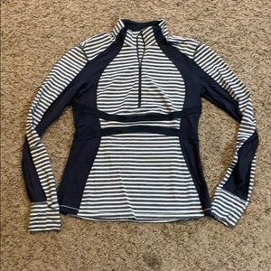 Striped Gray and White Women's Long Sleeve Top